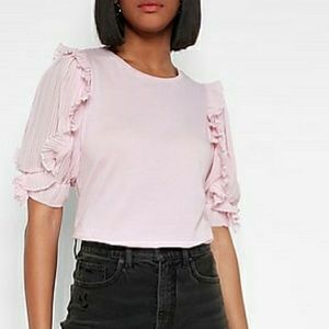 Express pink chiffon sleeve top